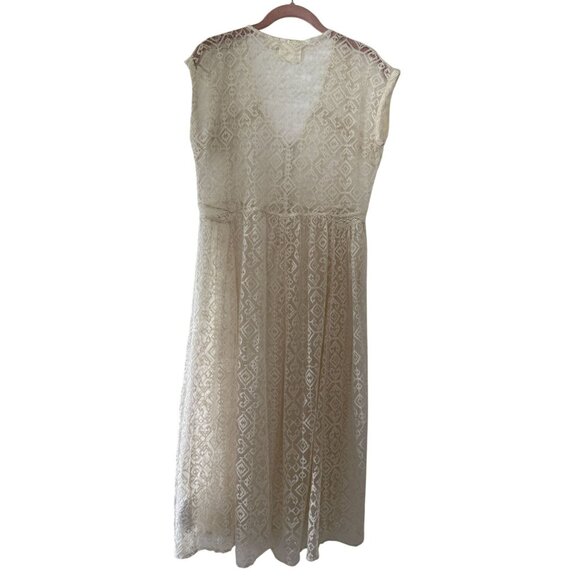 Maeve Anthropologie Ivory Lace Midi Sheer Dress Button Detail XS Romantic Fairy - Picture 4 of 6